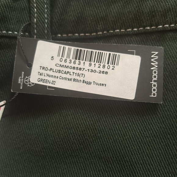 boohooMAN Tall L’Homme Contrast Stitch Baggy Pants - Picture 3 of 3